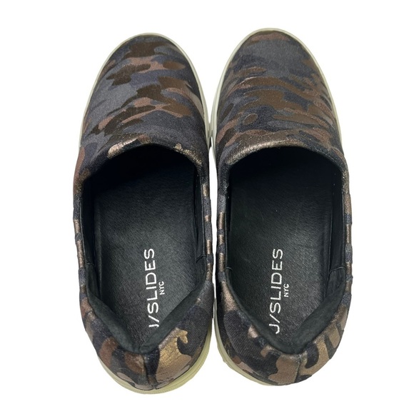 J/SLIDES NYC Ariana Camo Metallic Velvet Slip On Sneakers Size 6 - Picture 6 of 10